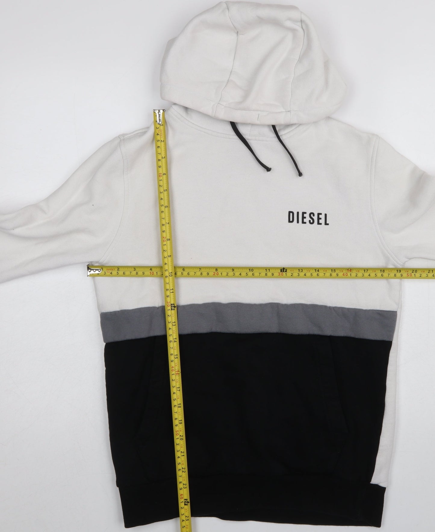 Diesel Men's White Colour Block Hoodie Size S Pullover Fleece