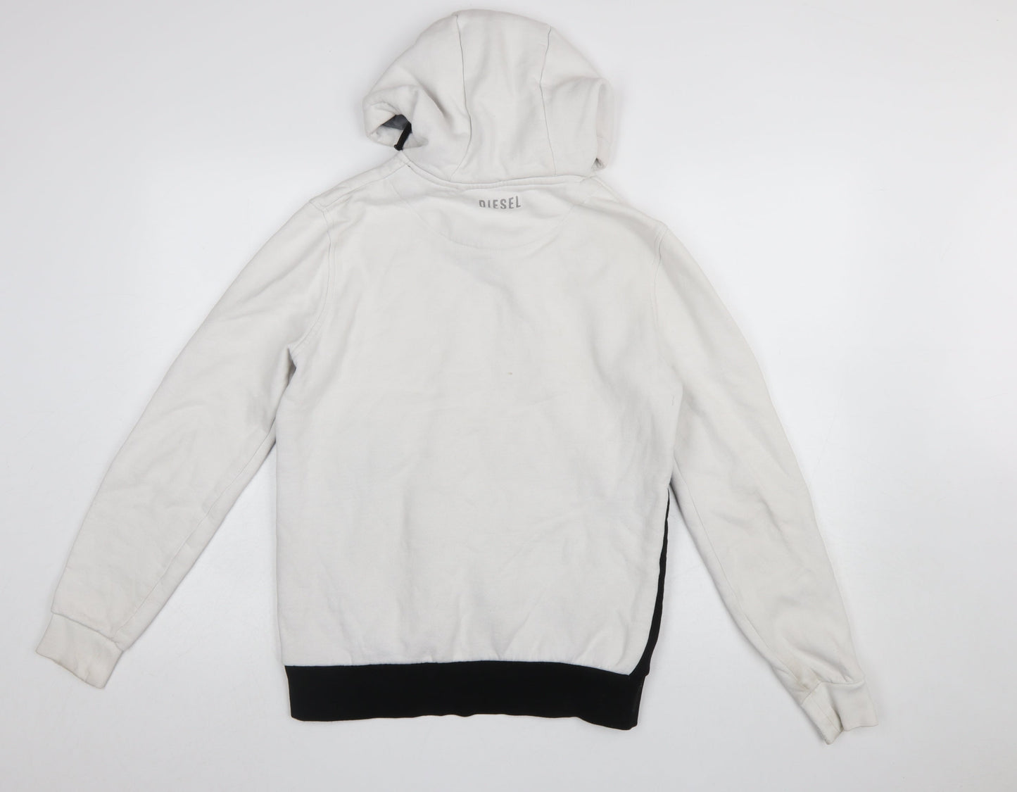 Diesel Men's White Colour Block Hoodie Size S Pullover Fleece