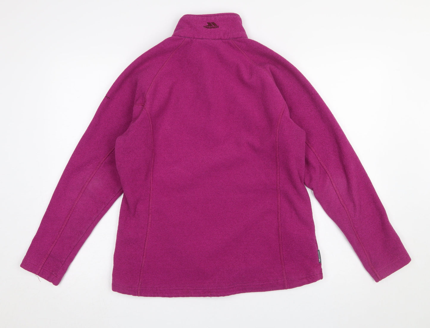 Trespass Women’s Pink Fleece Pullover Sweatshirt L Zip Pockets Warm Outdoor