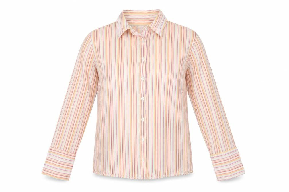 A|Wear Women's Multicoloured Striped Cotton Blend Button-Up Shirt Size 12