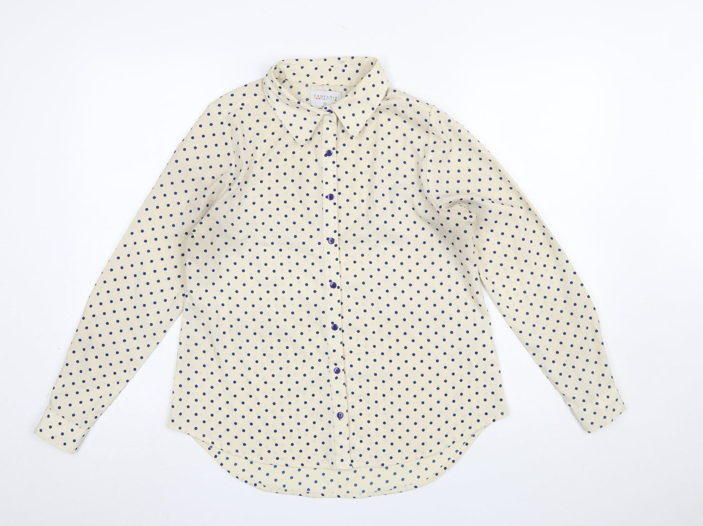 Compañia Fantastica Women's Ivory Polka Dot Button-Up Shirt Size S