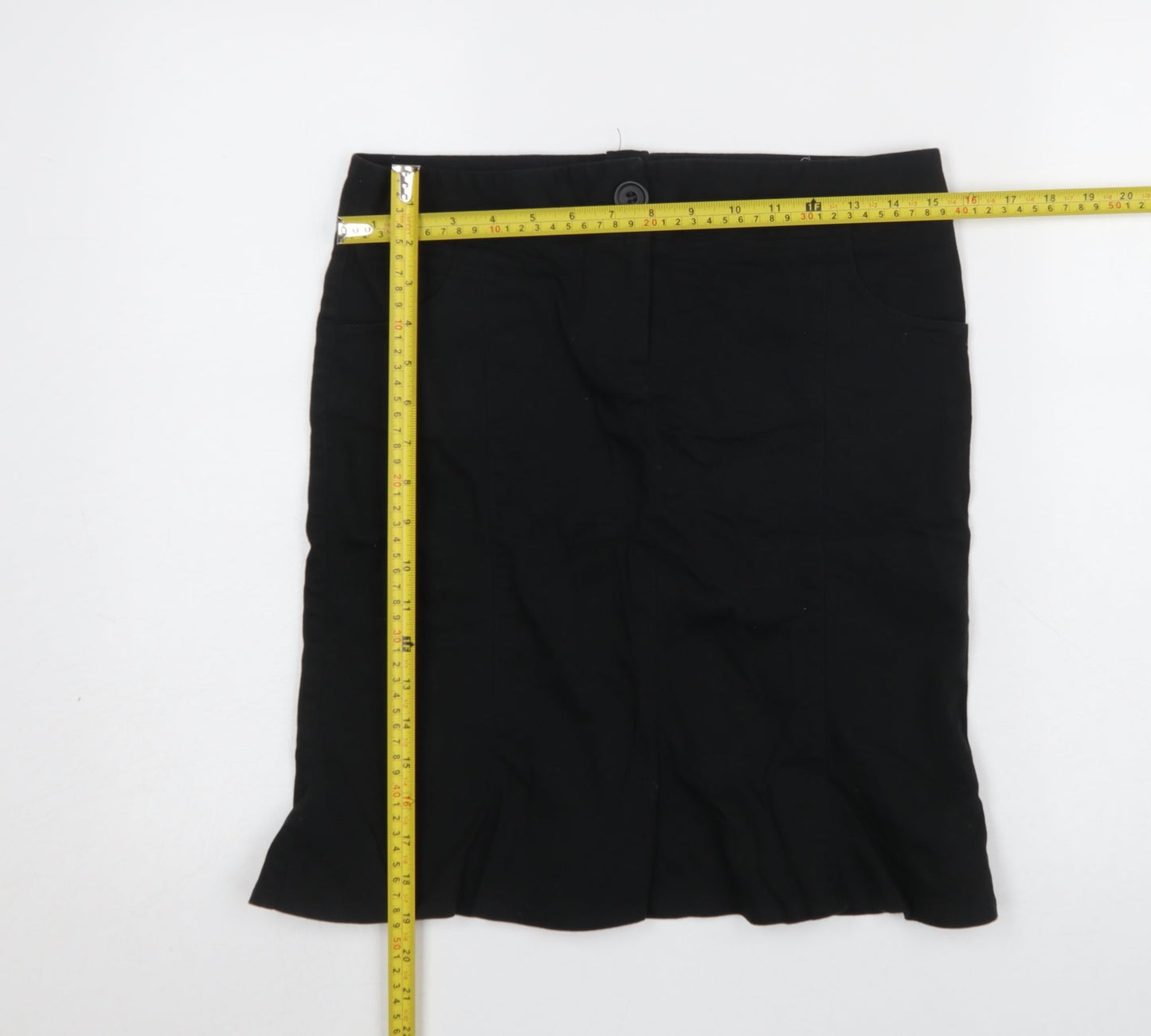 Topshop Women Black Size 10 Cotton Stretch Pencil Skirt