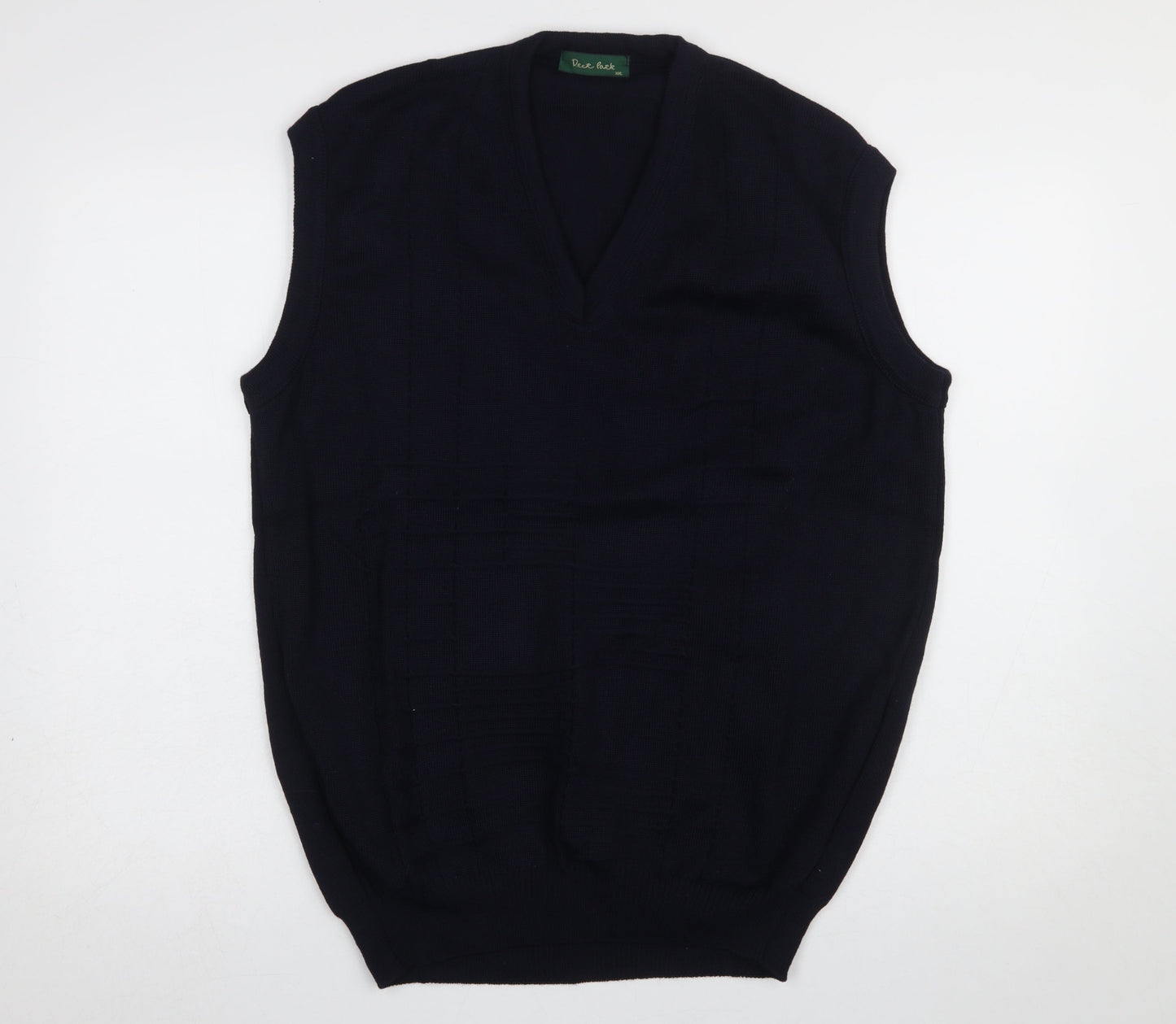Deer Park Men's Black 2XL V-Neck Knit Wool Acrylic Sleeveless Vest