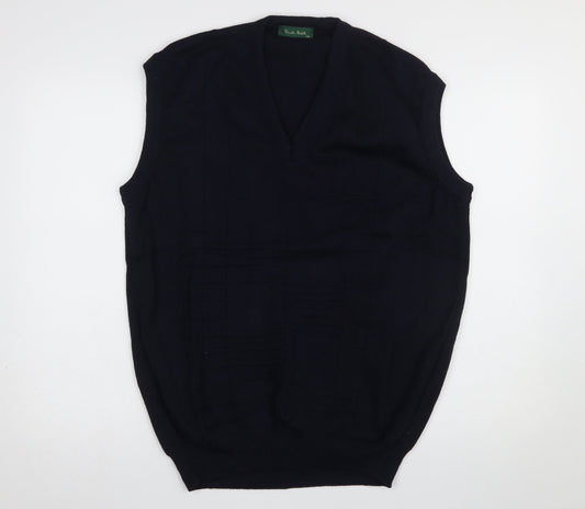 Deer Park Men's Black 2XL V-Neck Knit Wool Acrylic Sleeveless Vest