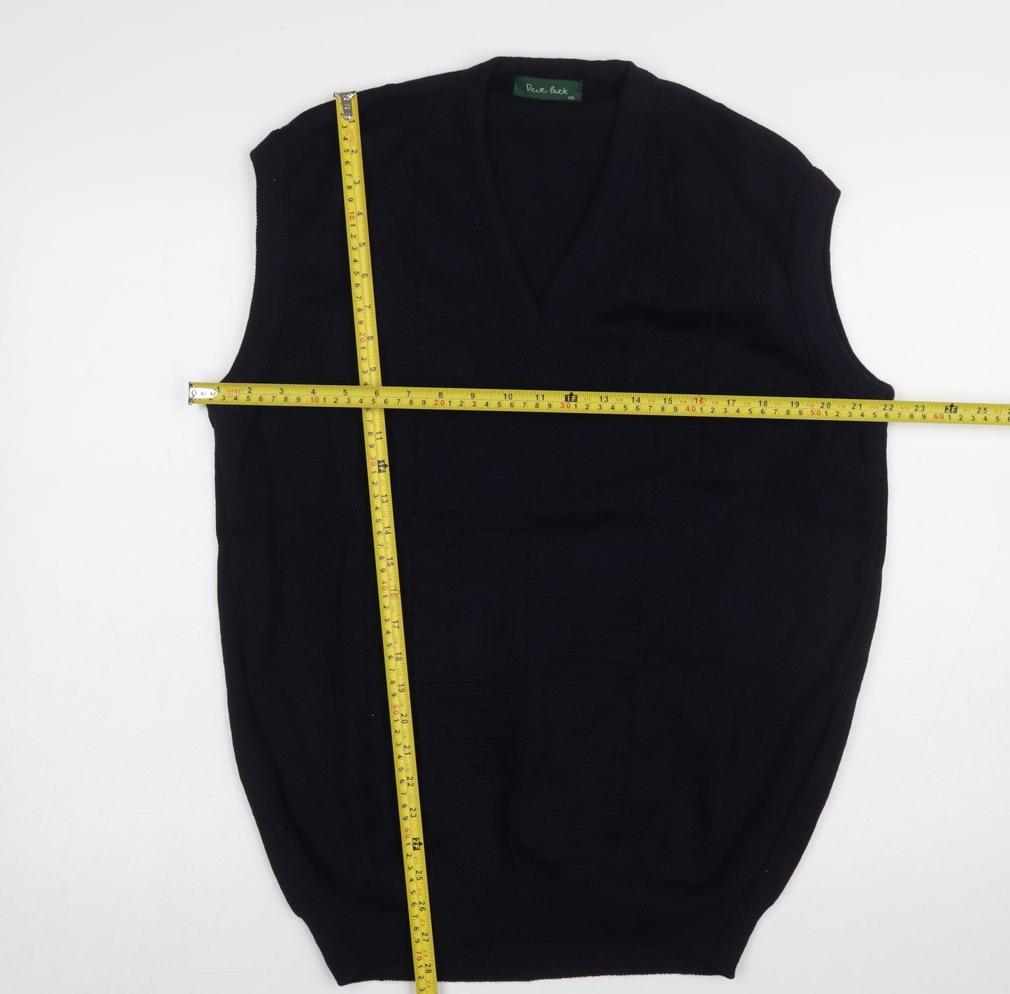 Deer Park Men's Black 2XL V-Neck Knit Wool Acrylic Sleeveless Vest
