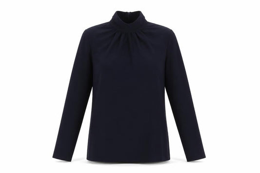 Closet London Women's Blue High Neck Long Sleeve Tunic Blouse Size 8