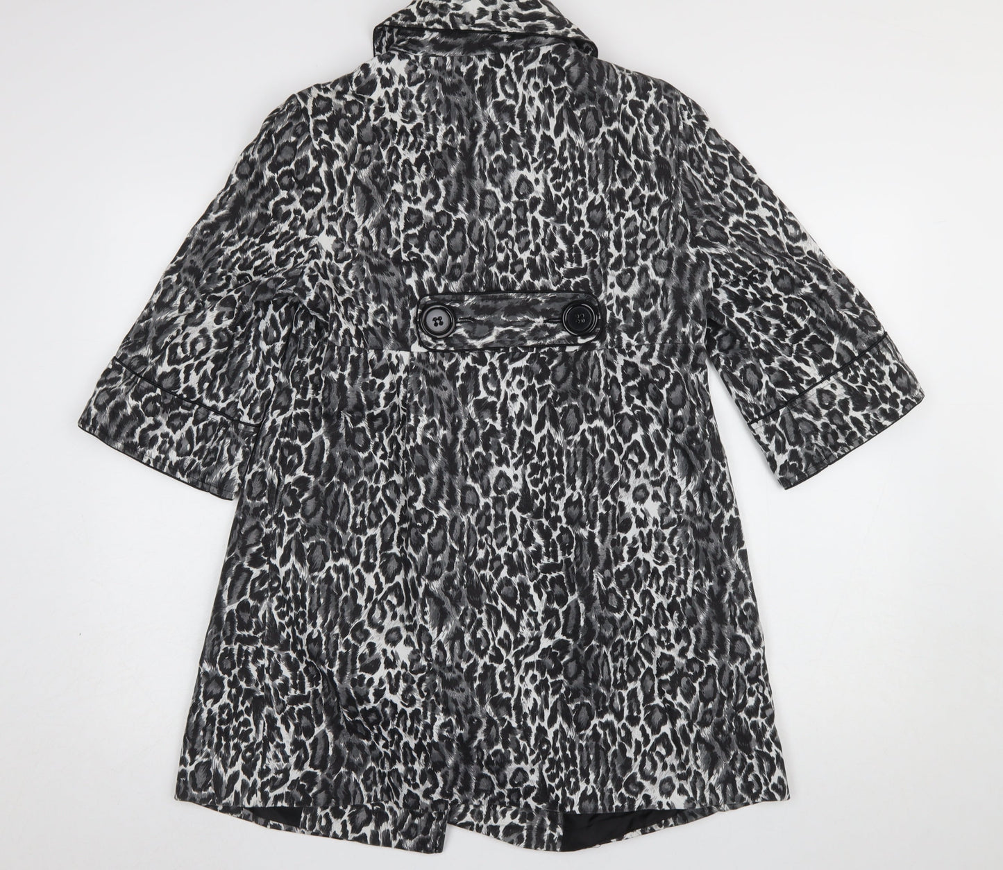 Atmosphere Women's Black Animal Print Cotton Trench Coat Size 10