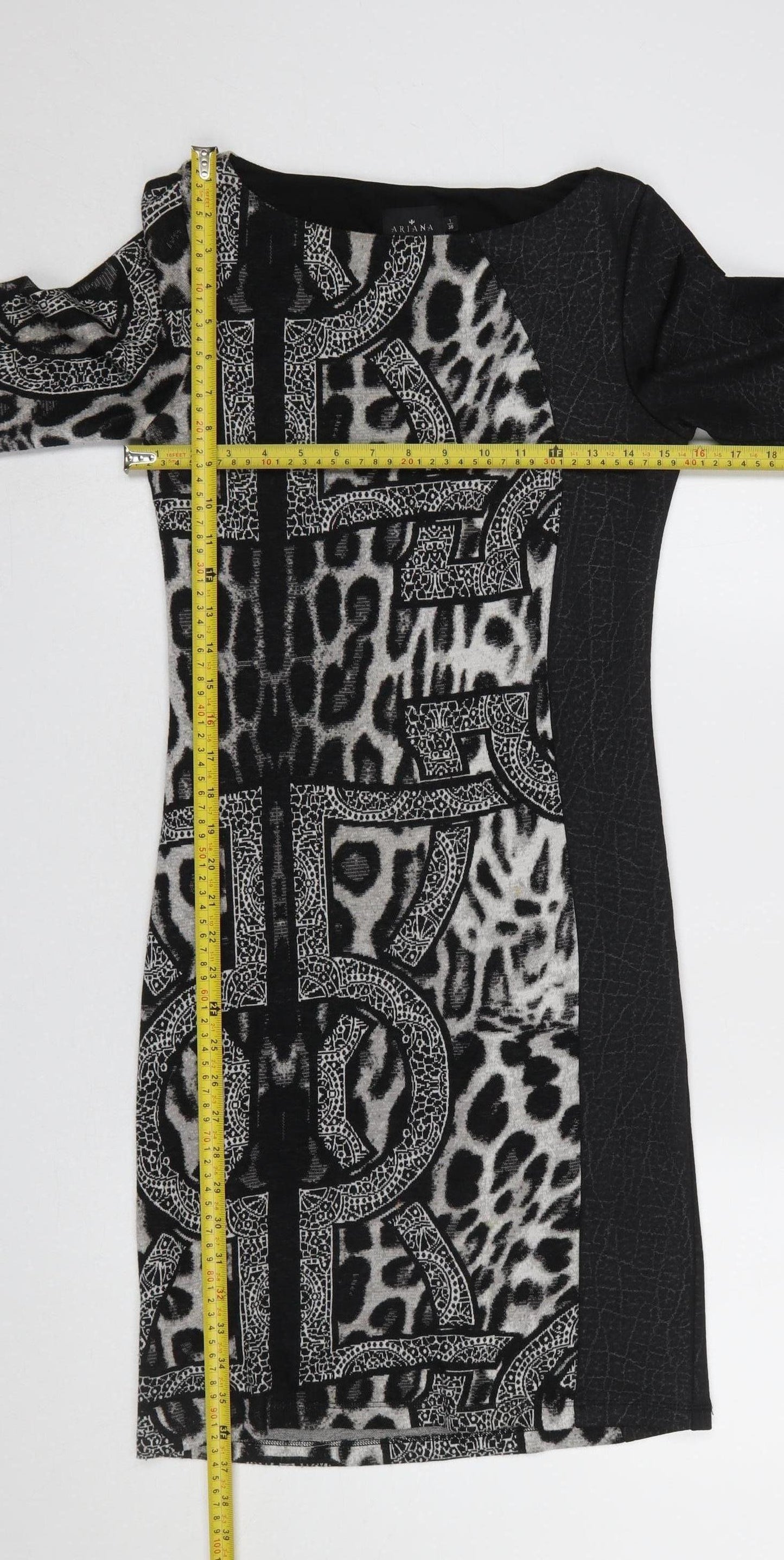Ariana Women's Black Animal Print Bodycon Dress Size 8