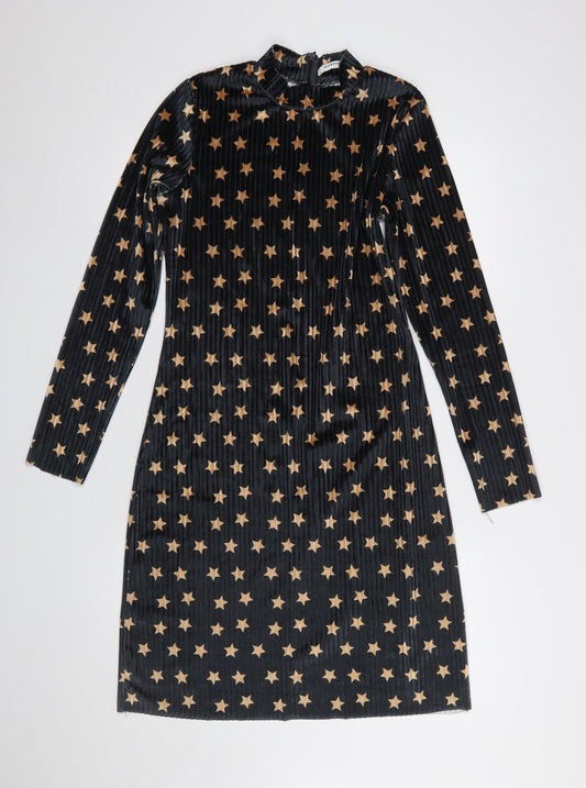 Glamorous Women's Black Star Velvet Shift Dress Size S