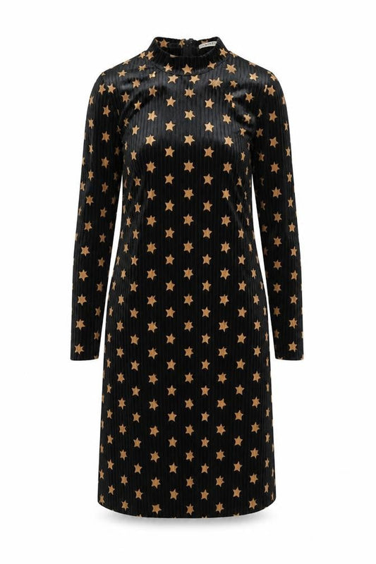 Glamorous Women's Black Star Velvet Shift Dress Size S