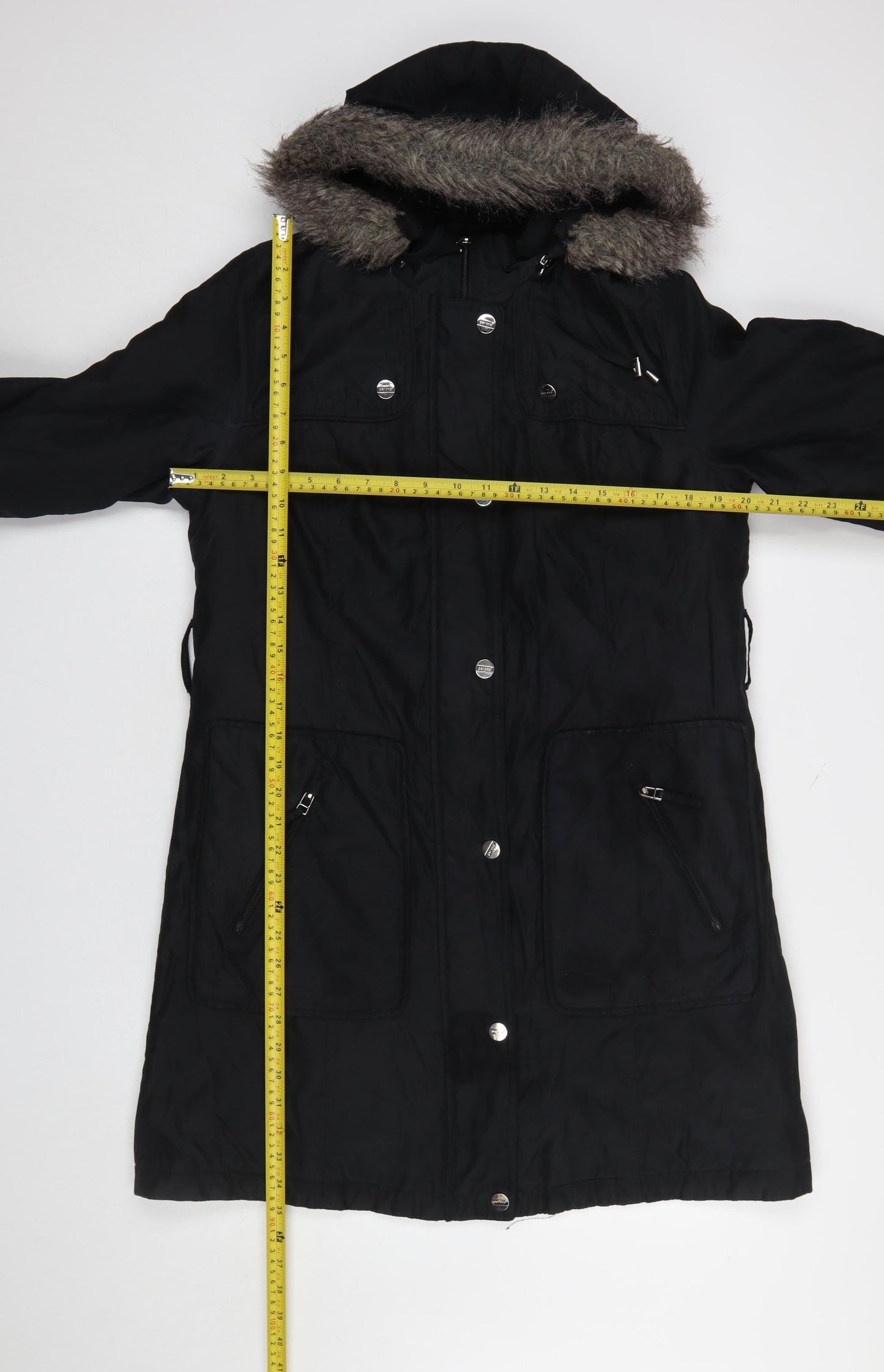 Marks and Spencer Per Una Stormwear Black Hooded Parka Coat Women's Medium