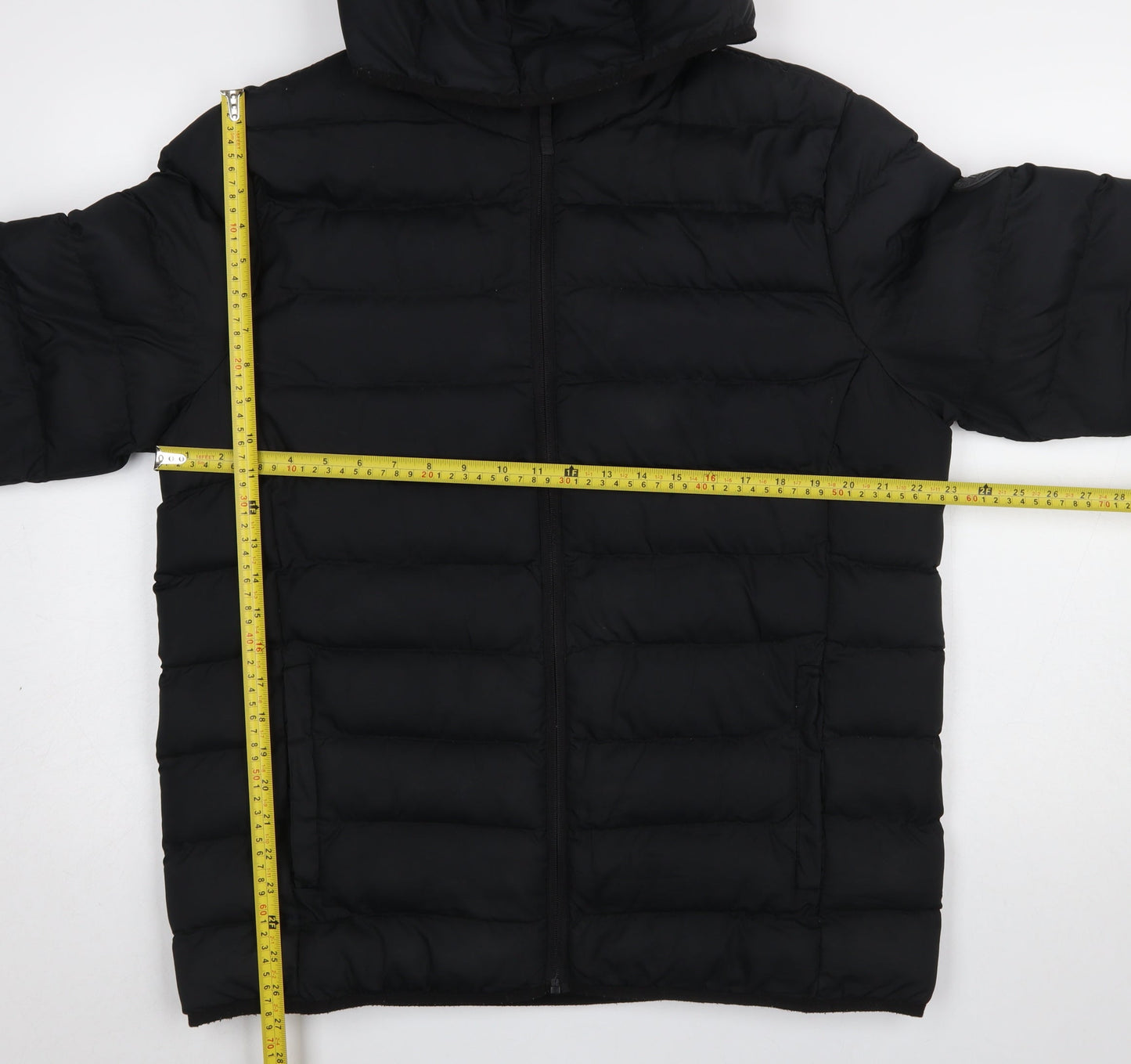 Tokyo Laundry Men's Black L Puffer Jacket Hooded Mid-Length Casual