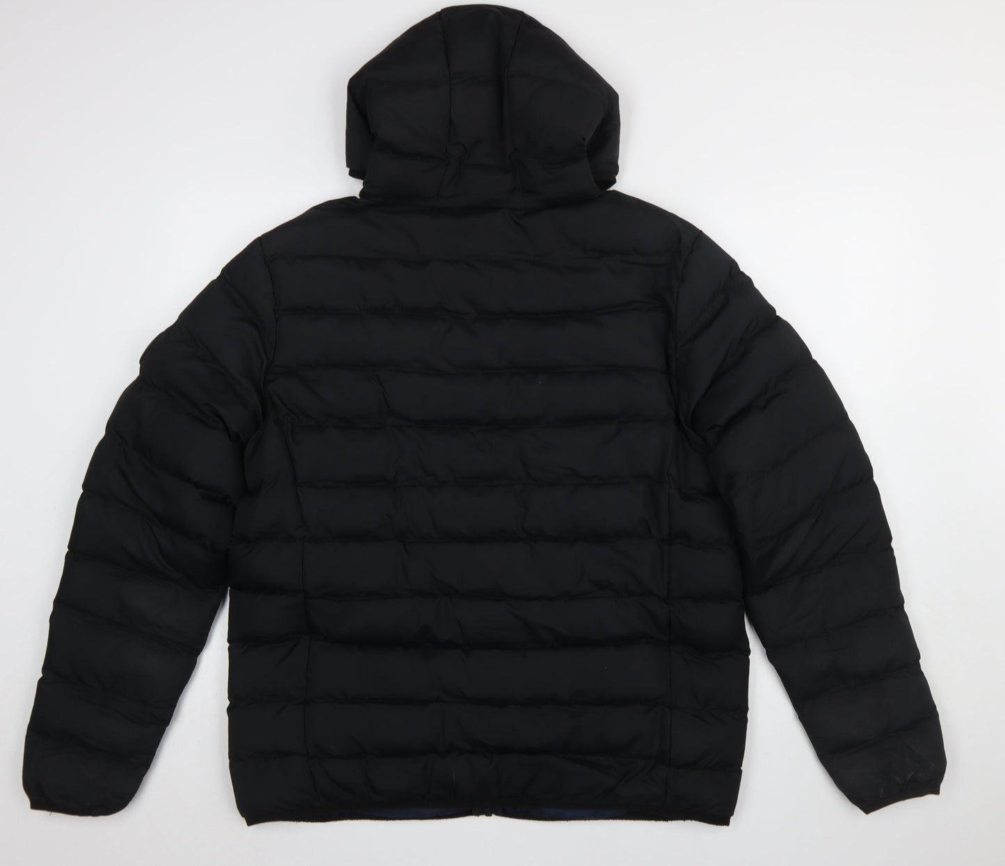 Tokyo Laundry Men's Black L Puffer Jacket Hooded Mid-Length Casual