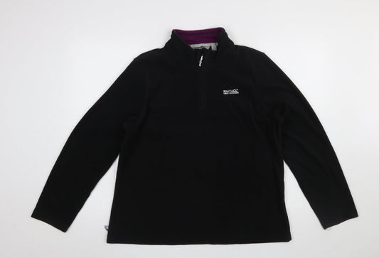 Regatta Great Outdoors Women Black Fleece 1/2 Zip Pullover UK 16