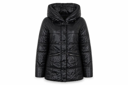 Osley Womens Black Hooded Mid-Length Puffer Jacket Size 10