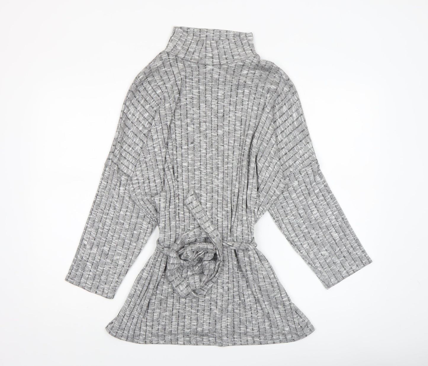 Quiz Women’s Grey Knit Roll Neck Belted Tunic Top Size 16
