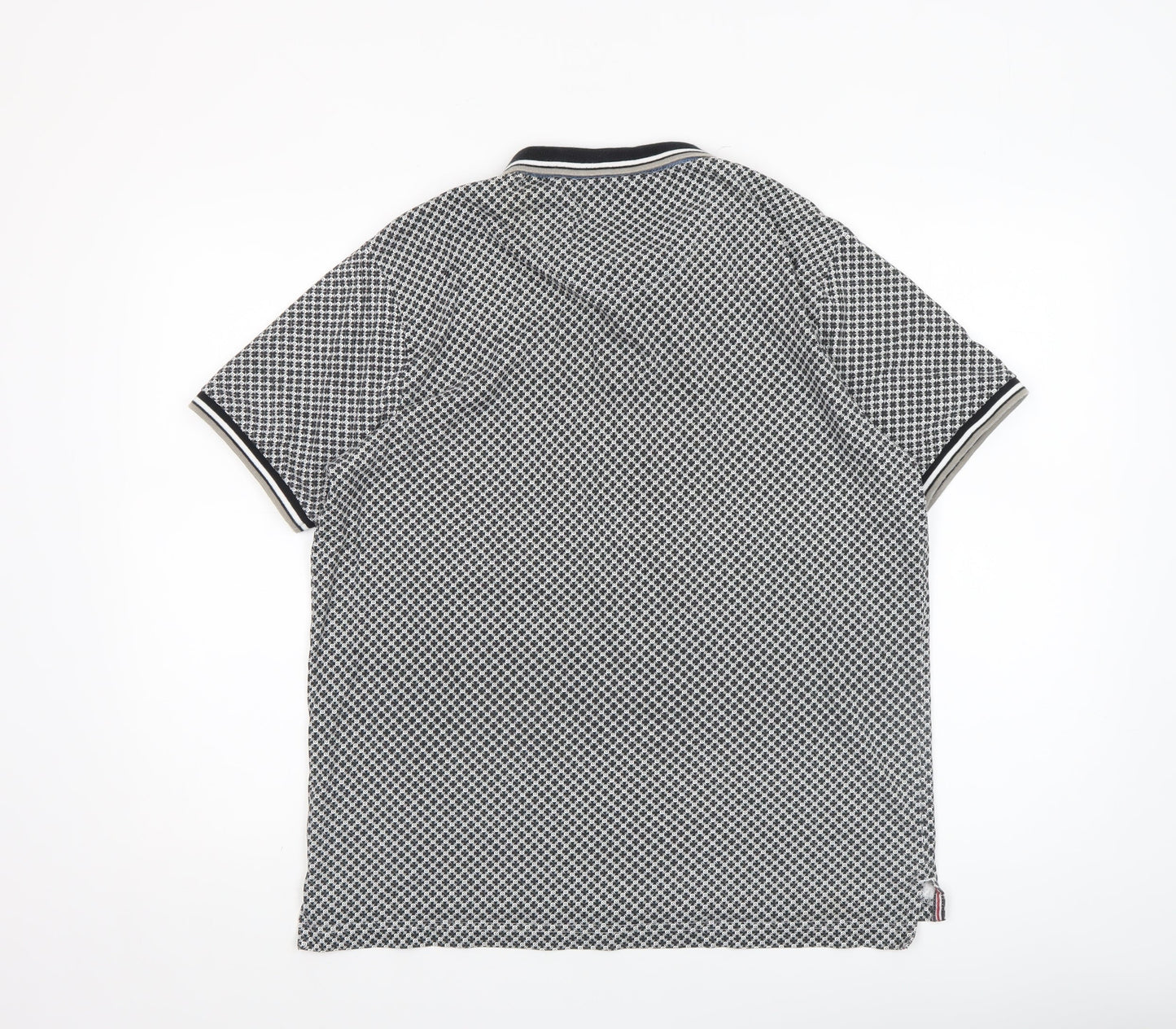 CENTERED Mens Black Geometric Cotton Polo Shirt Size L