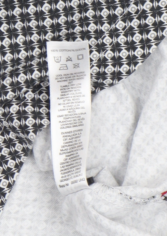 CENTERED Mens Black Geometric Cotton Polo Shirt Size L