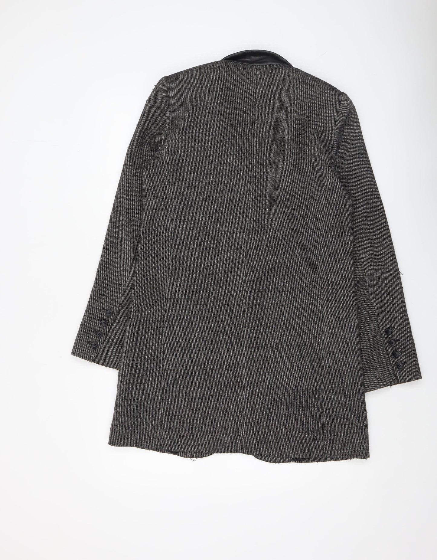 Mango Women Grey Single-Breasted Blazer Jacket Size Small