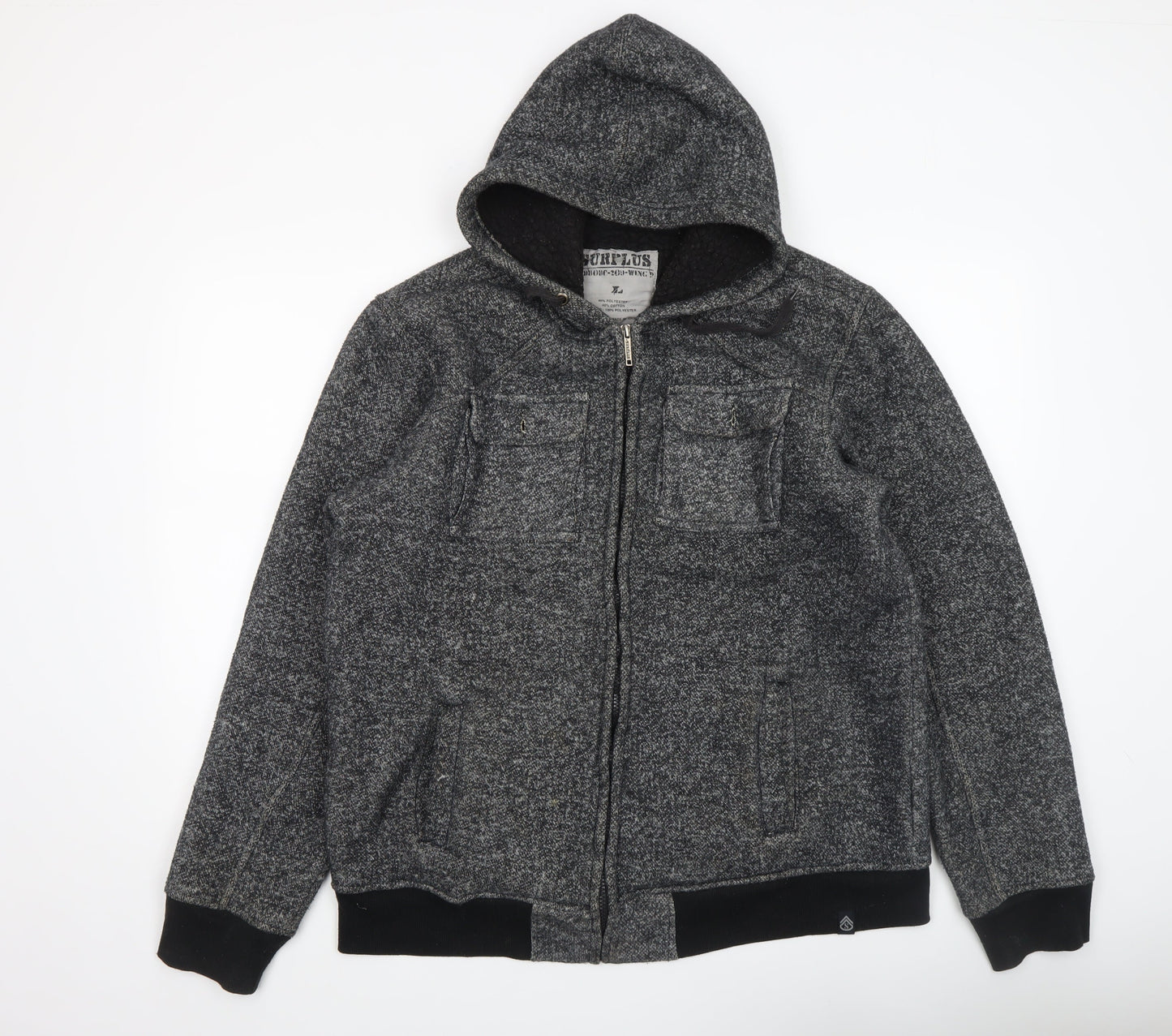 Surplus Men's Grey Hooded Full Zip Jacket XL Lined Casual Style