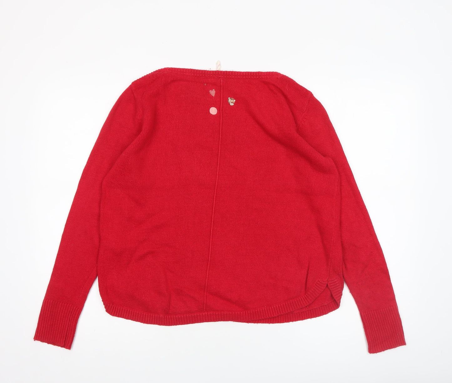 White Stuff Women's Red Sequin Heart Knit Jumper Size 14