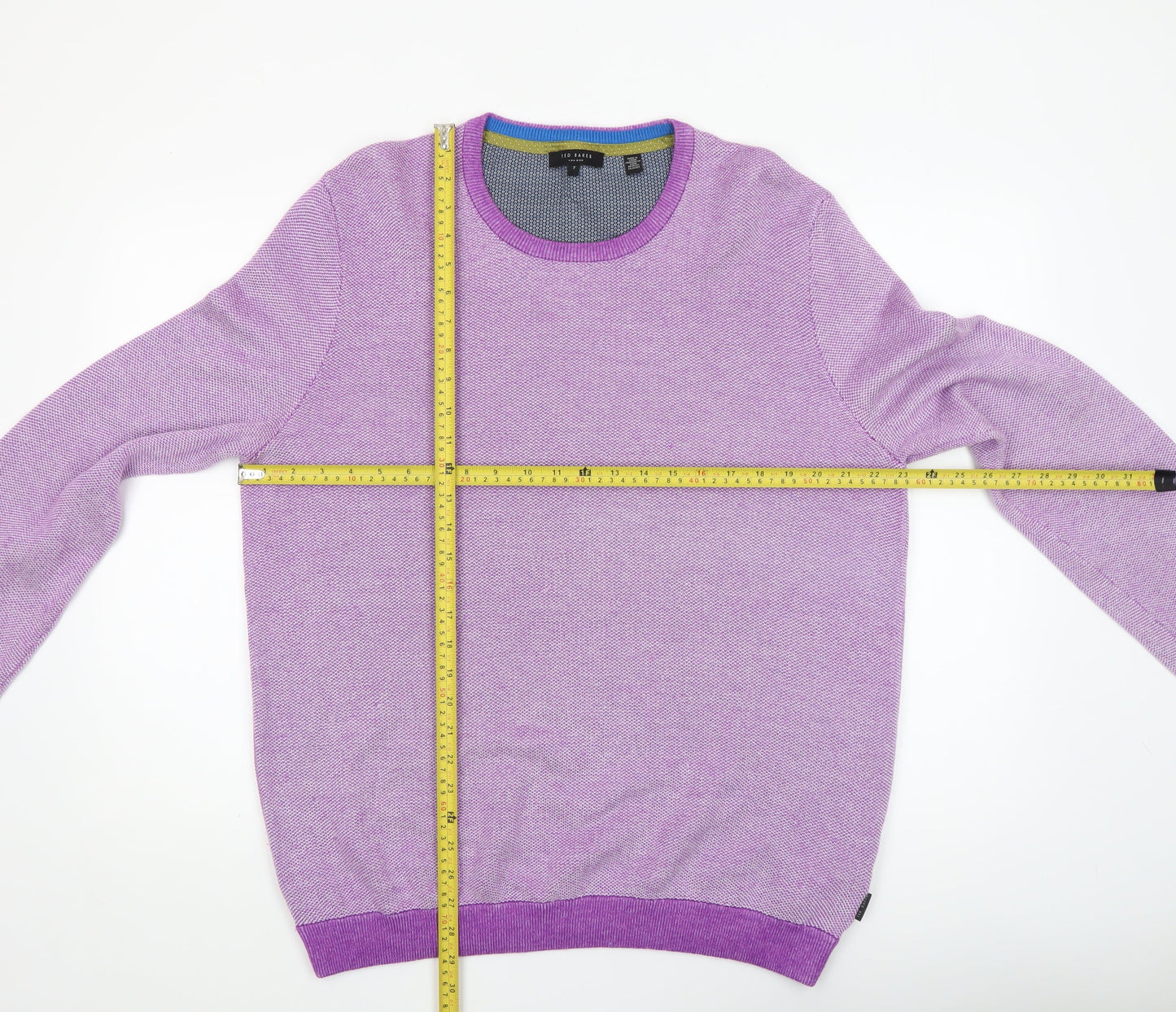 Ted Baker Men's Purple Crew Neck Knit Jumper Size 7XL