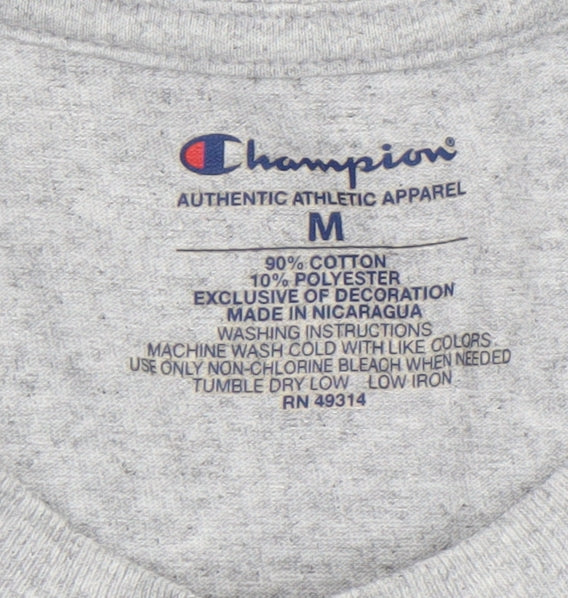 Champion Men's Grey Stanford Crew Graphic T-Shirt Size M