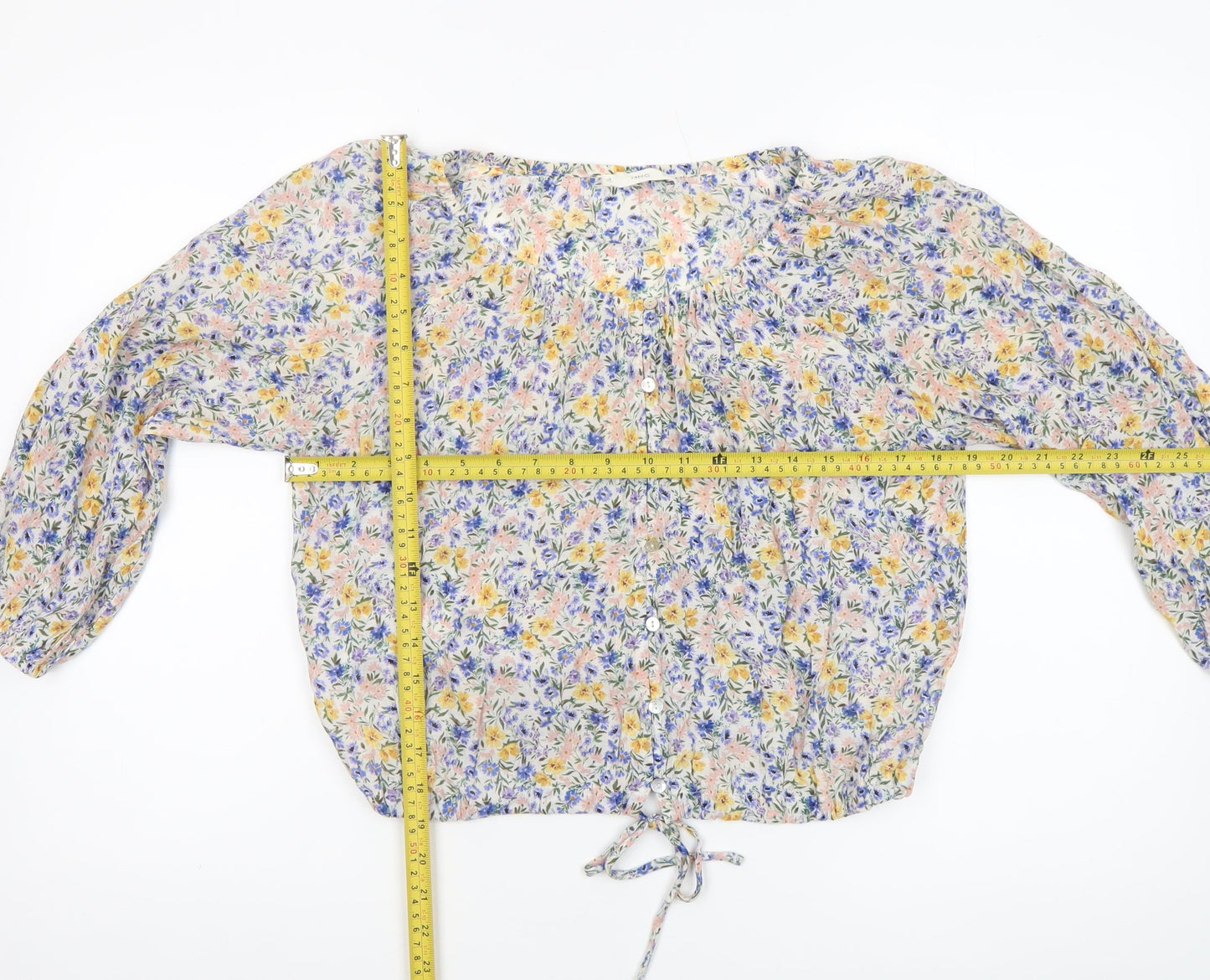 MNG Women's Multicoloured Floral Cropped Blouse Size M
