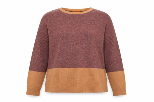 White Stuff Women’s Brown Colourblock Merino Wool Blend Jumper UK 14