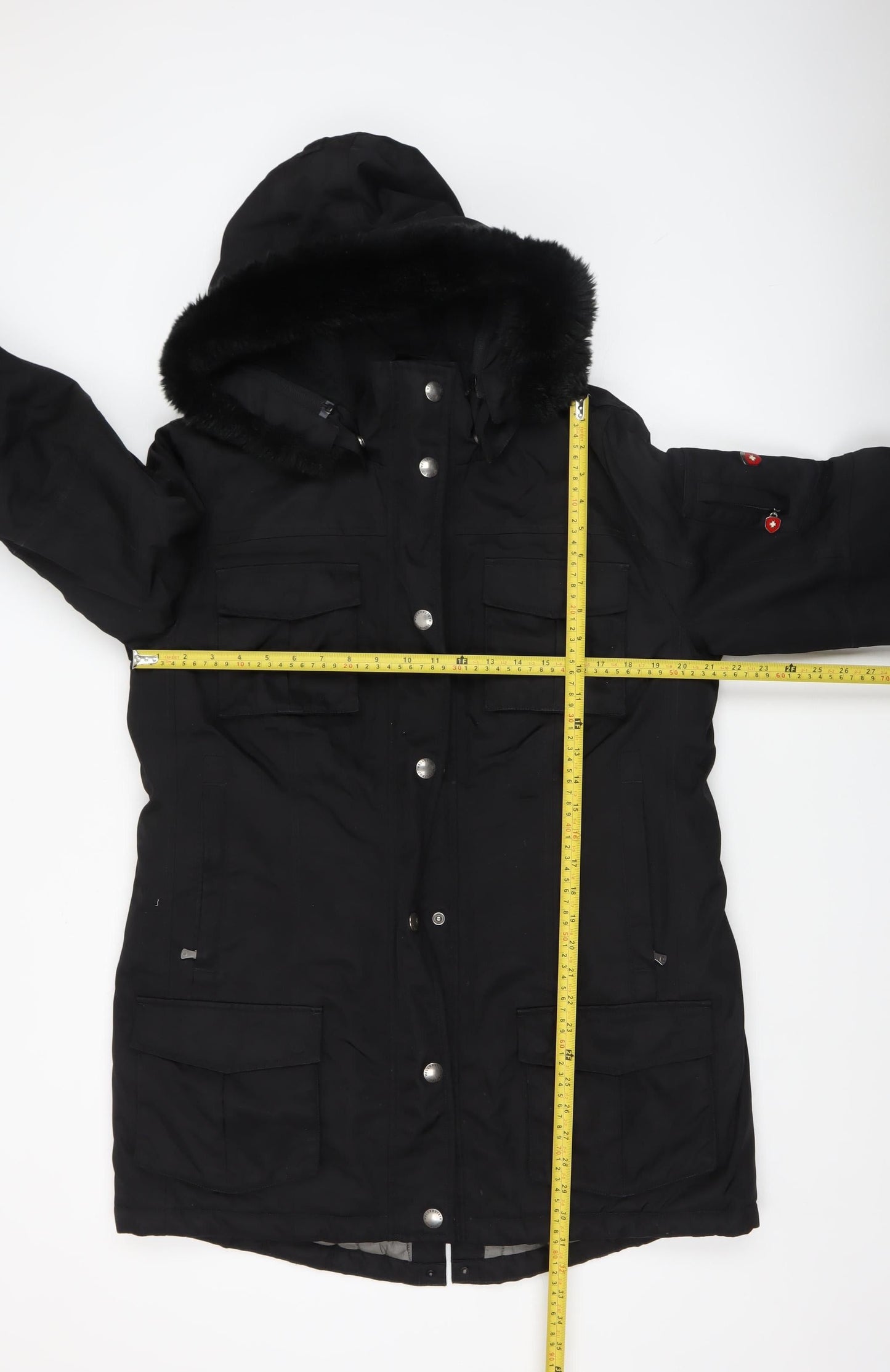 Wellensteyn Women's Black Long Parka Coat L Hooded Waterproof Winter Jacket