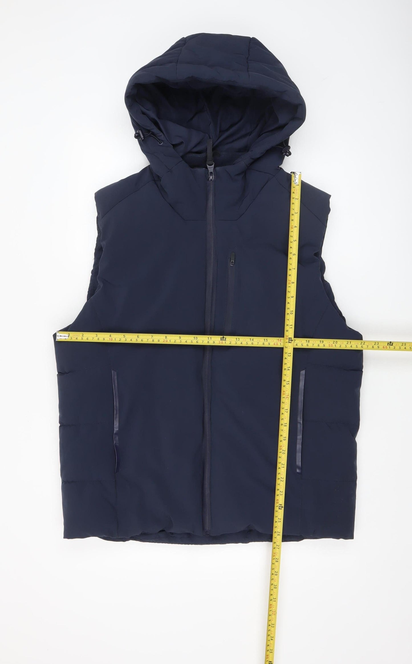 FSBN Men's Blue Hooded Puffer Waistcoat XL Regular Fit Winter Gilet