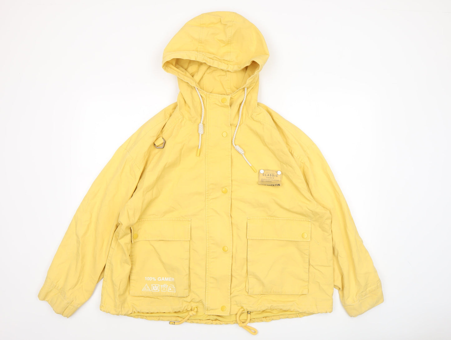 LEDIN Women's Yellow Hooded Anorak Jacket Size S Casual Lightweight