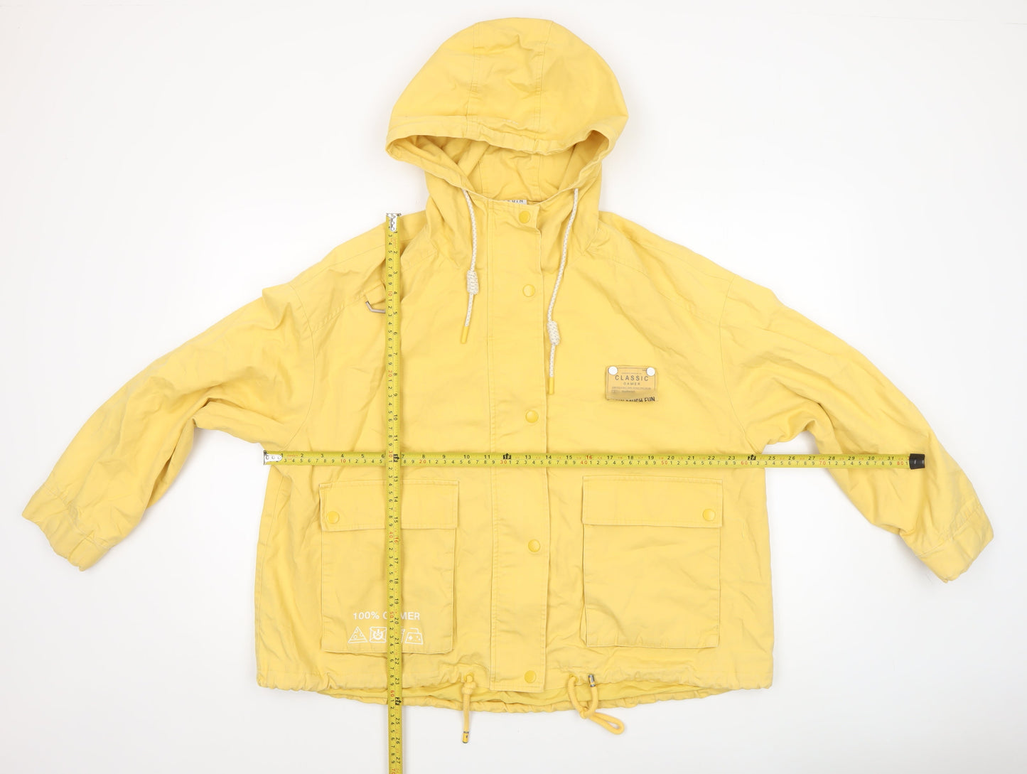 LEDIN Women's Yellow Hooded Anorak Jacket Size S Casual Lightweight
