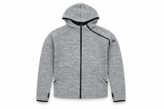 Adidas Boys Grey Full Zip Hoodie Size 11-12 Years - Athletic Hooded Sweatshirt