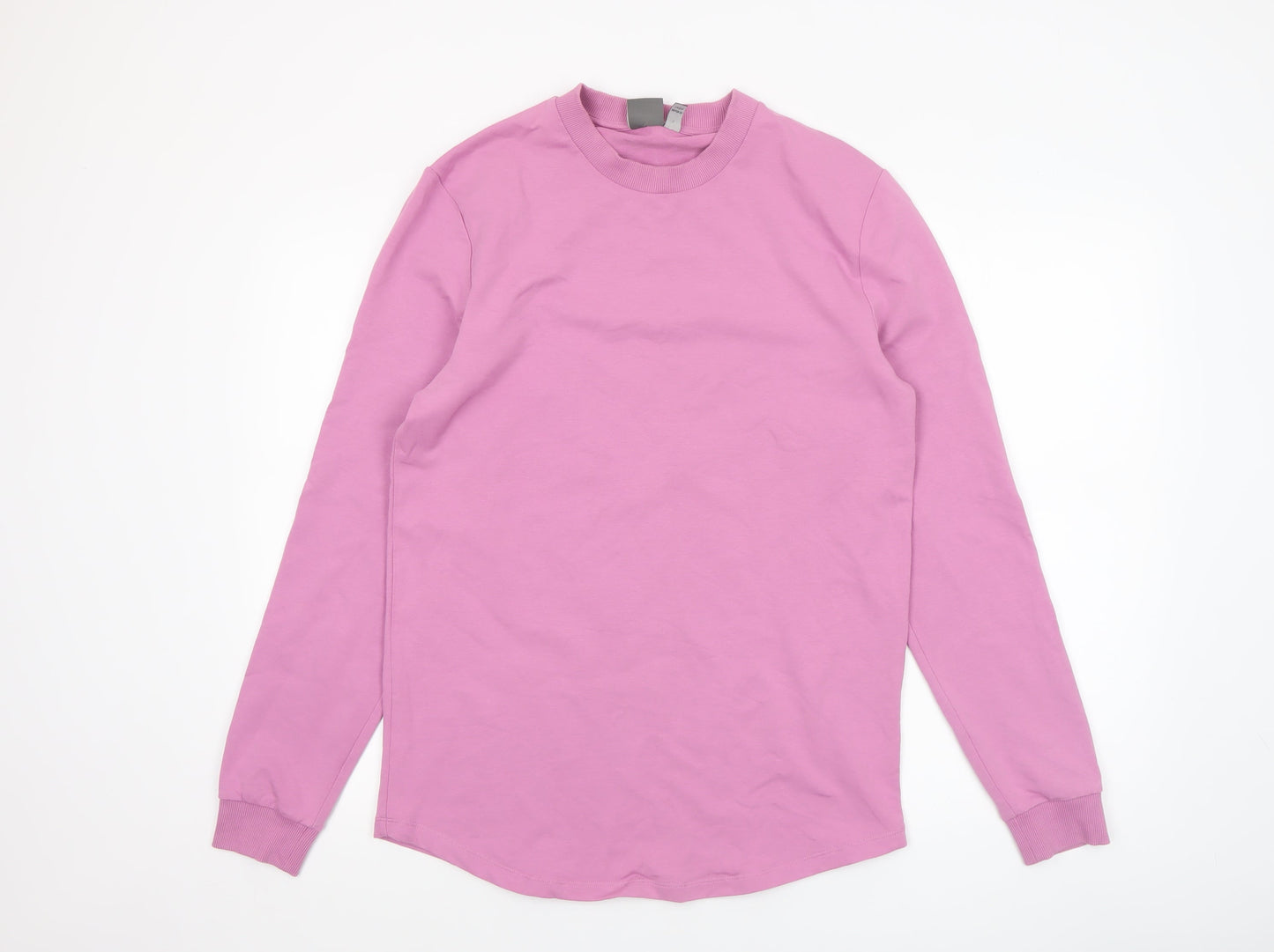 ASOS Women Pink Long Sleeve Basic Cotton Crew Neck T-Shirt L