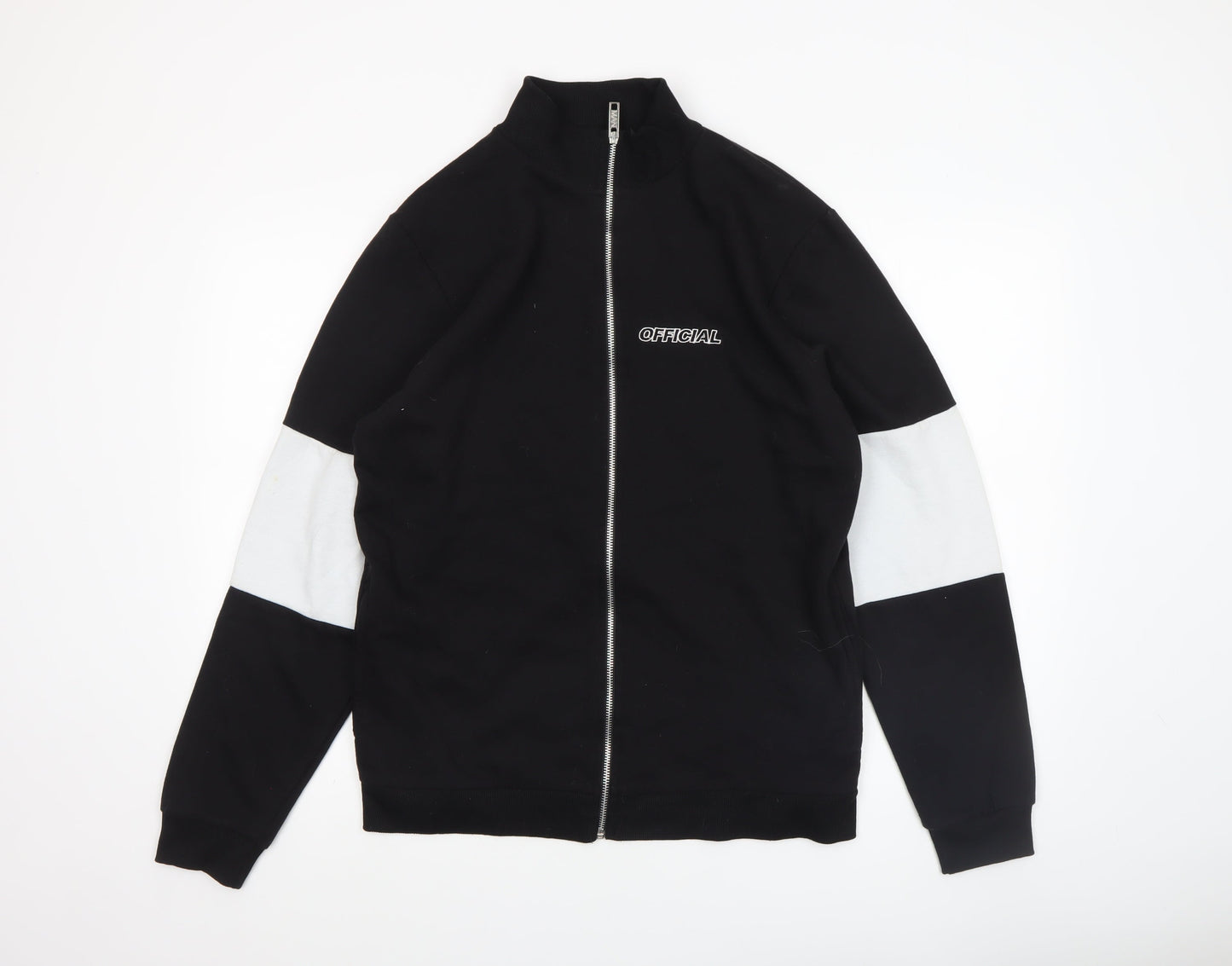 boohooMAN Men's Black M Full Zip Basic Jacket with Logo