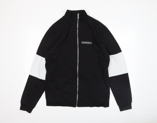 boohooMAN Men's Black M Full Zip Basic Jacket with Logo