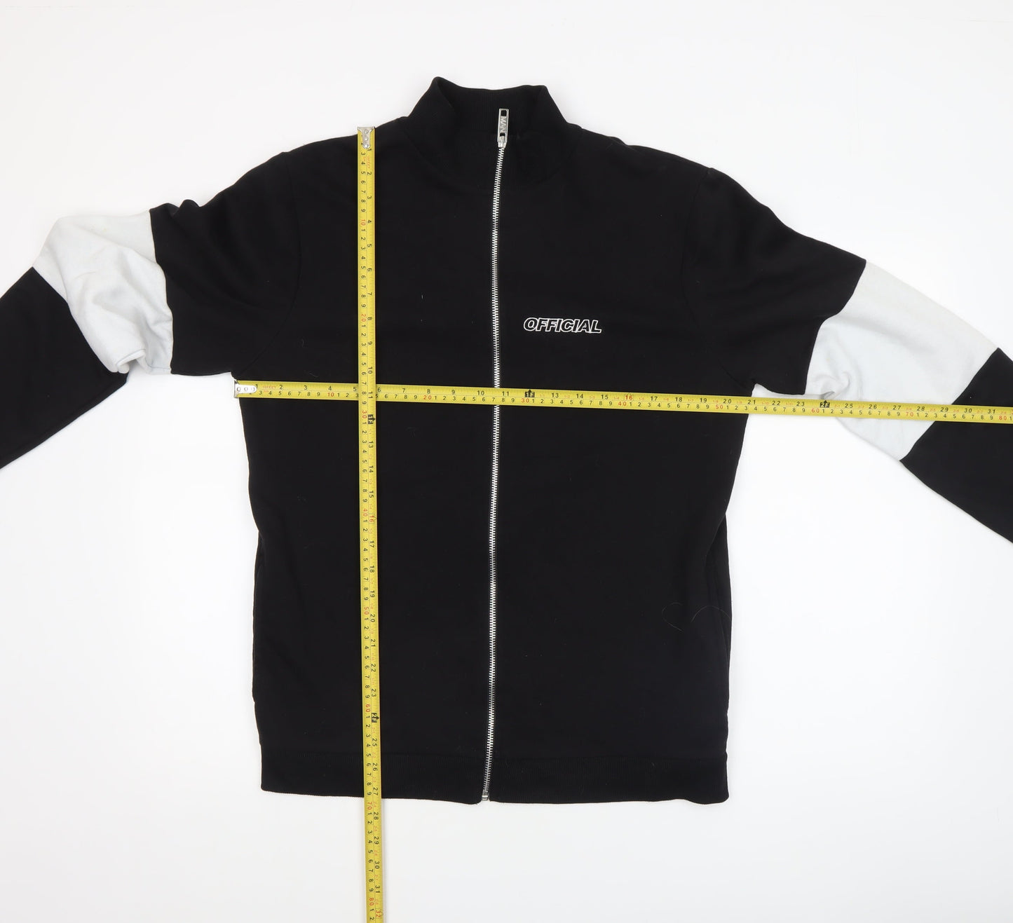 boohooMAN Men's Black M Full Zip Basic Jacket with Logo