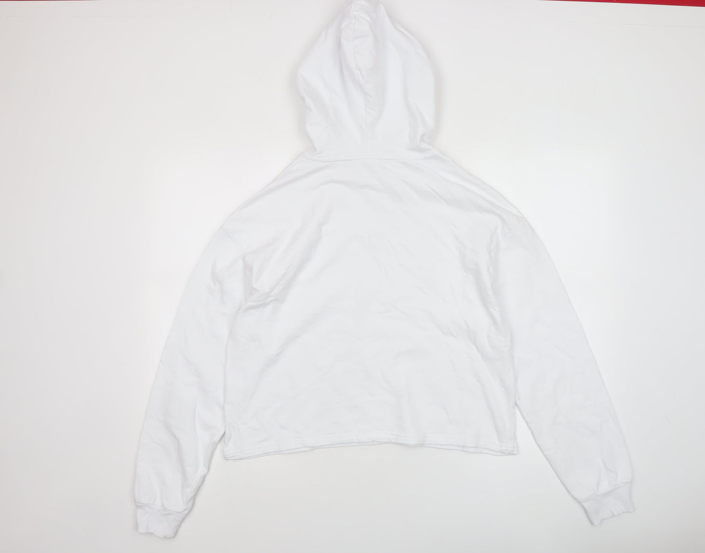 MP Women White Hoodie Medium 100% Cotton Pullover Hooded Sweatshirt