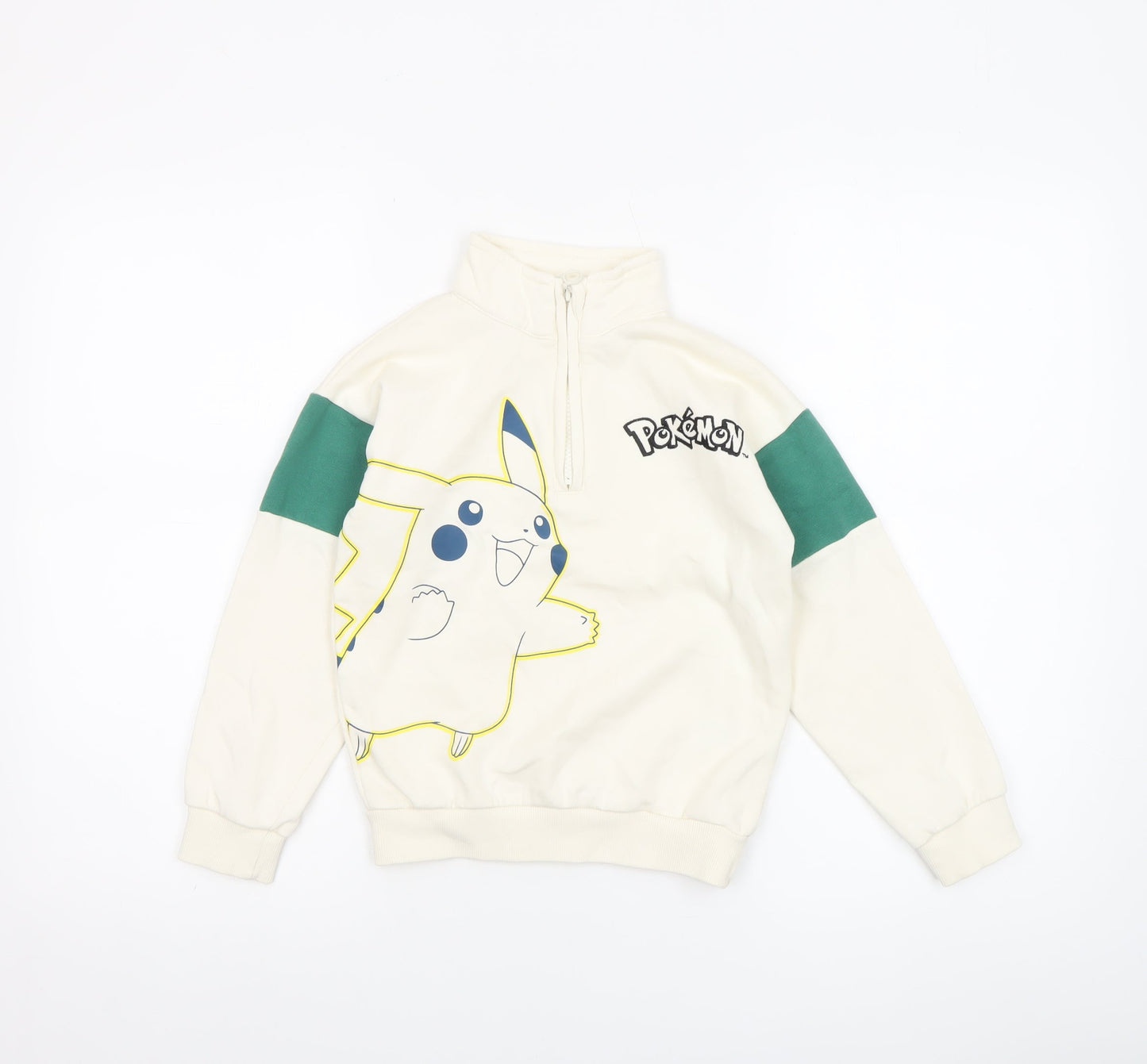 Pokémon Boys Beige Pikachu 1/4 Zip Fleece Sweatshirt 6-7 Years