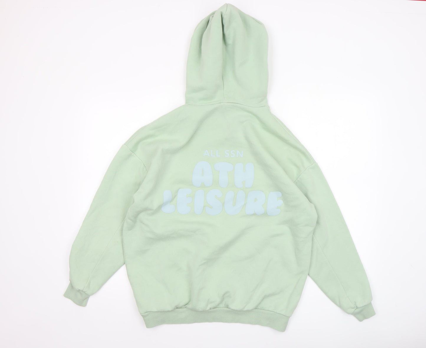 Boohoo Womens Mint Green XS Pullover Hoodie - Graphic Print Athleisure