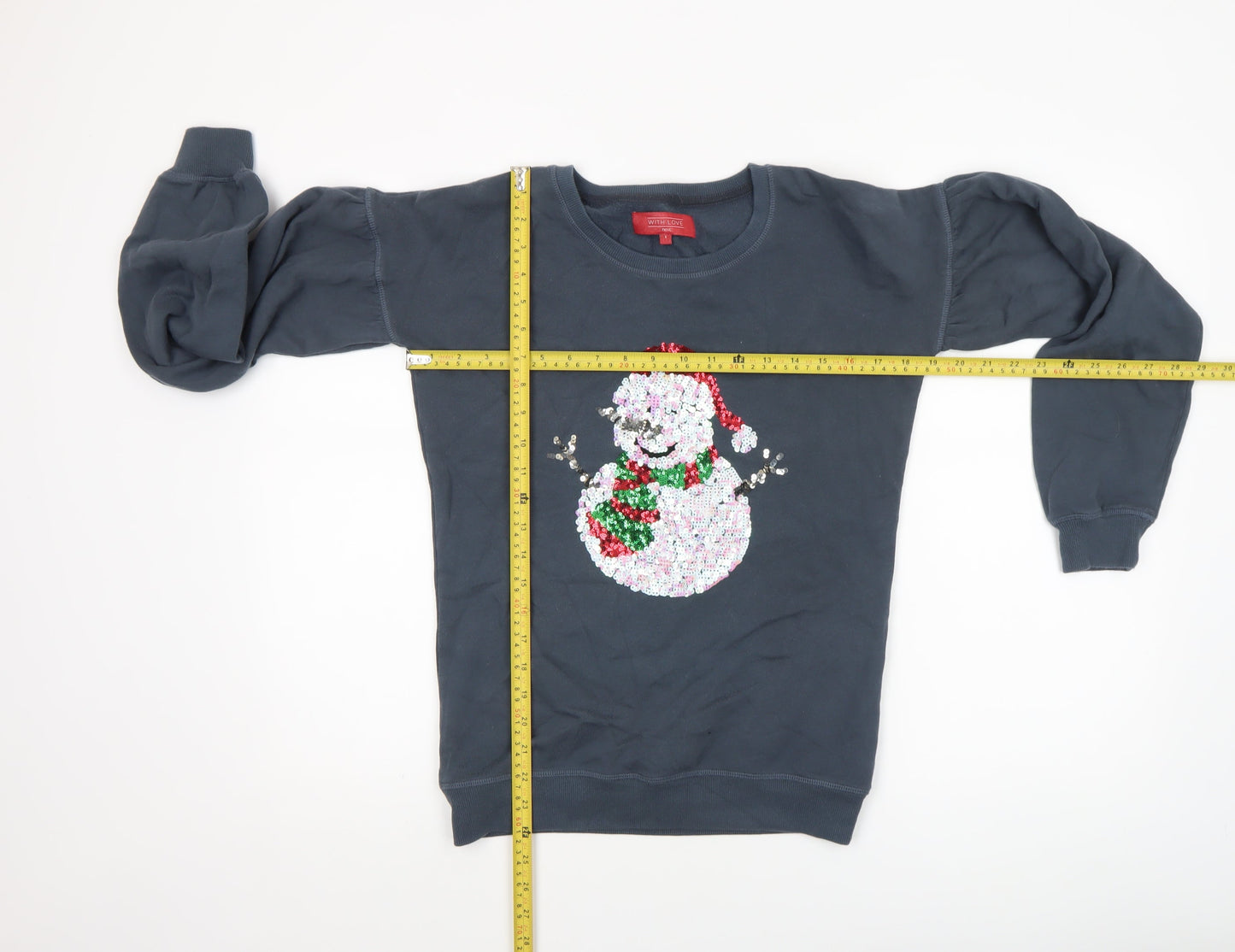 Next Women’s Navy Christmas Sequin Snowman Sweatshirt Size 6