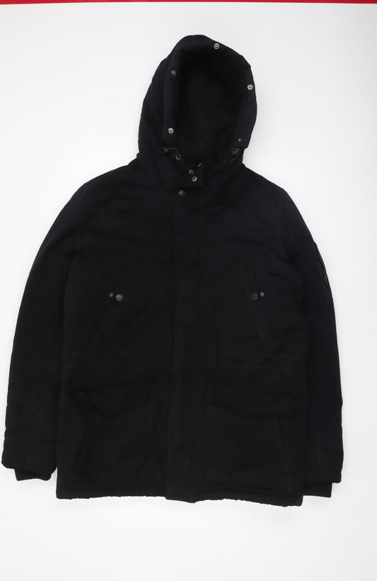 2nd Chapter Men's Black M Hooded Parka Jacket Lined Winter Coat