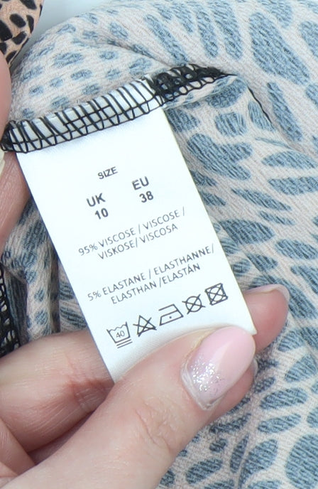 Pink Vanilla Women Beige Animal Print Wrap Short Dress Size 10