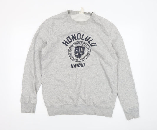 H&M Mens Grey Graphic Honolulu Hawaii Sweatshirt Size S Pullover