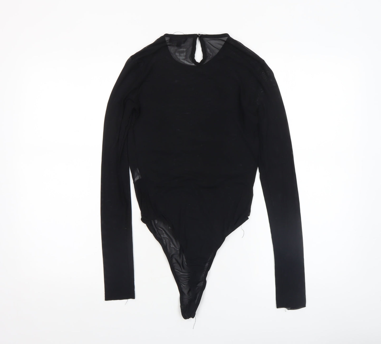 PrettyLittleThing Womens Black Size 8 Embroidered Long Sleeve Bodysuit