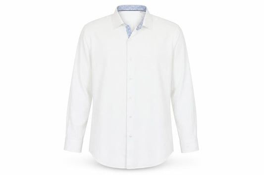 The White Company Men's White Slim Fit Long Sleeve Button-Up Shirt 17in 43cm