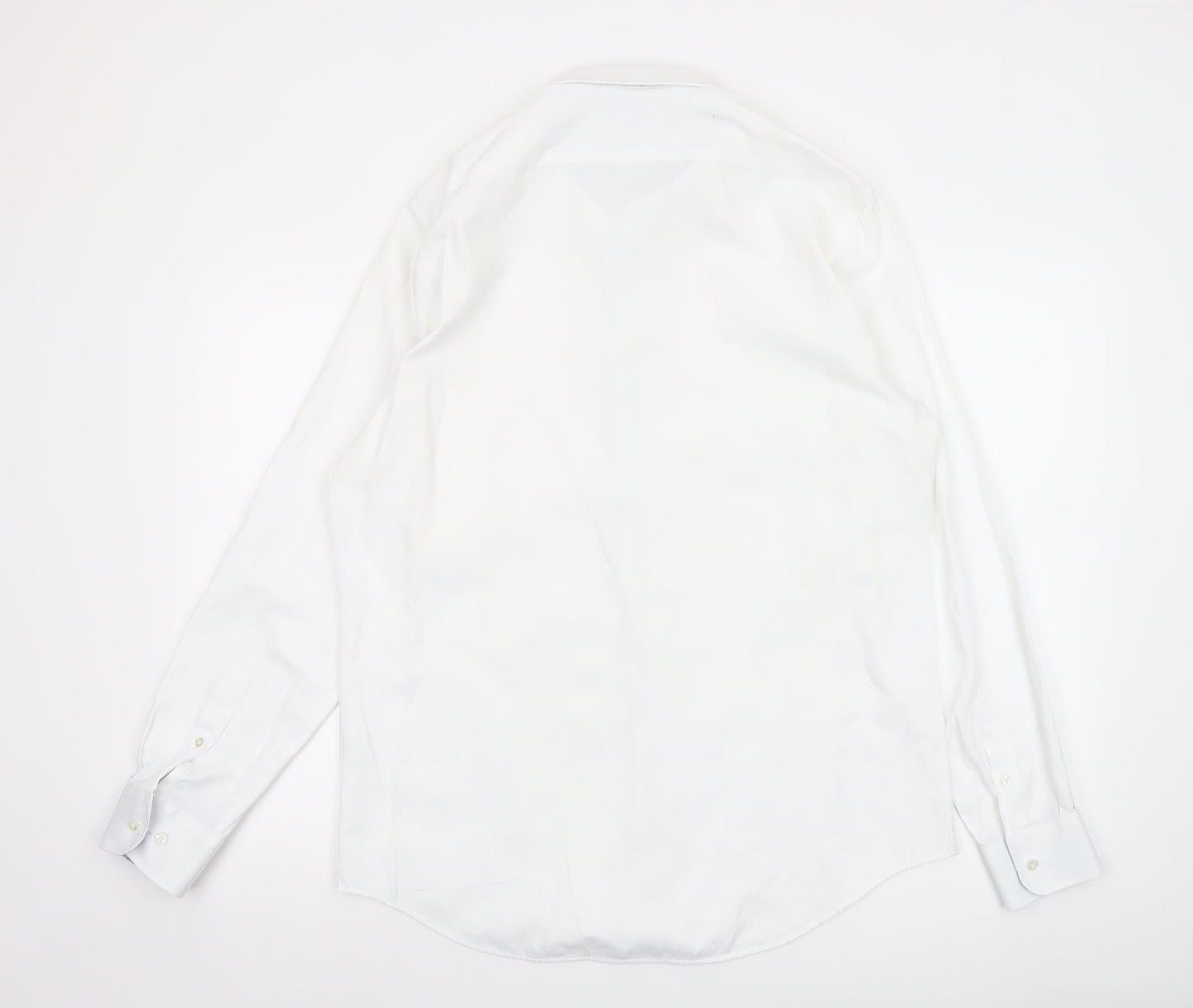 White Label Men's White Slim Fit Long Sleeve Button-Up Shirt 17in 43cm