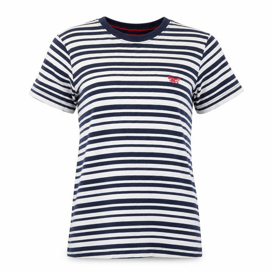Superdry Womens Blue Striped Cotton T-Shirt Size 6