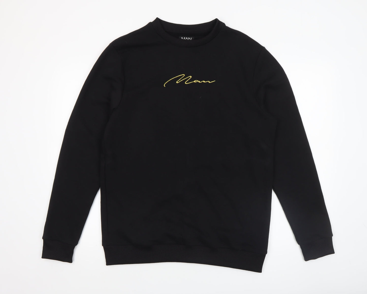 boohooMAN Men’s Black Embroidered Logo Sweatshirt Medium